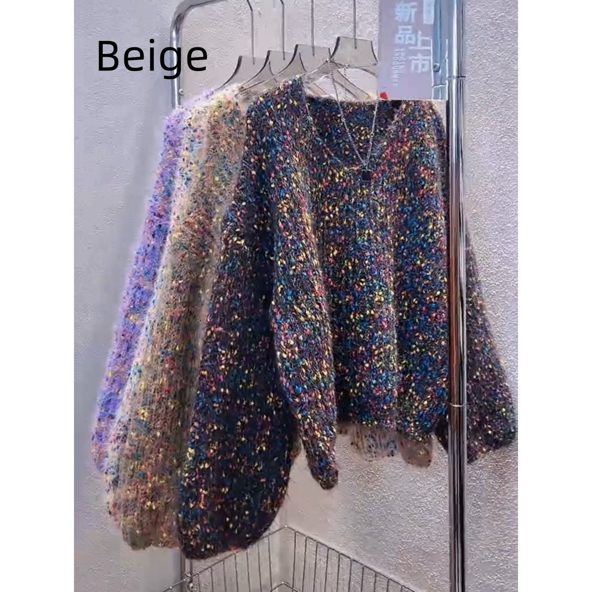 Pull court pour femme à col en V avec pois colorés